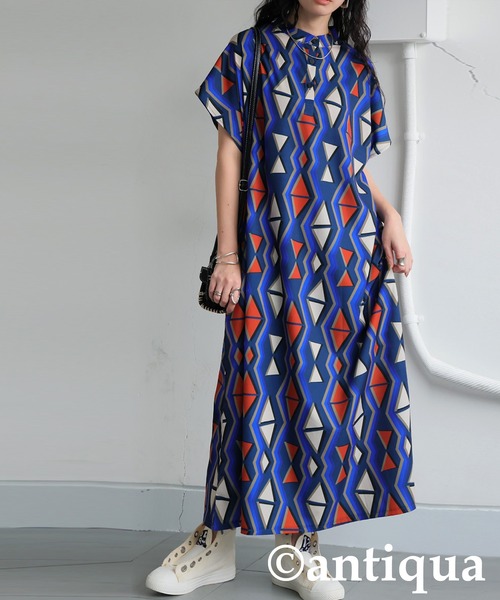 antiqua(アンティカ)の「レトロ柄ワンピース(ワンピース・レディース・ブルー系その他/ブラウン系その他・ONESIZE)」の17枚目の写真