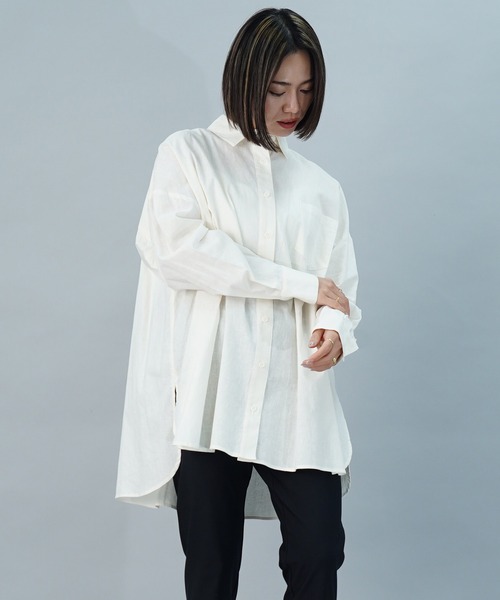 ブラウス シャツ 「AECA BLANC」アエカブラン/コットンリネンクロスブラウス レディース AECA BLANC】アエカブラン/コットンリネンクロスブラウス