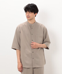 COMME CA ISM | 【セットアップ対応】ウールライク 五分袖 バンドカラーシャツ(シャツ/ブラウス)