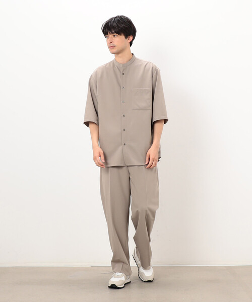 COMME CA ISM（コムサイズム）の「【セットアップ対応】ウールライク 五分袖 バンドカラーシャツ（シャツ/ブラウス・メンズ・ホワイト/ベージュ/ブラック/グレー・LARGE/MEDIUM/SMALL）」の12枚目の写真