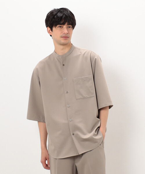 COMME CA ISM（コムサイズム）の「【セットアップ対応】ウールライク 五分袖 バンドカラーシャツ（シャツ/ブラウス・メンズ・ホワイト/ベージュ/ブラック/グレー・LARGE/MEDIUM/SMALL）」の13枚目の写真