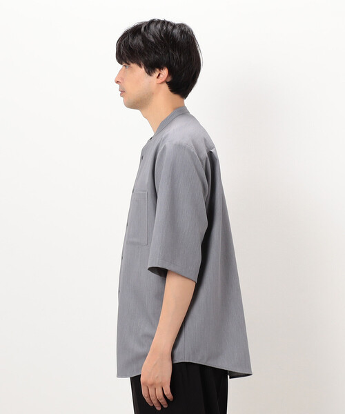 COMME CA ISM（コムサイズム）の「【セットアップ対応】ウールライク 五分袖 バンドカラーシャツ（シャツ/ブラウス・メンズ・ホワイト/ベージュ/ブラック/グレー・LARGE/MEDIUM/SMALL）」の15枚目の写真
