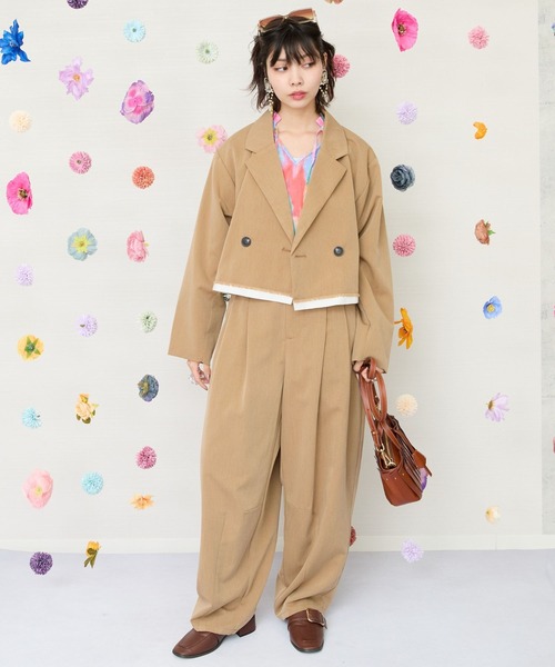 JETSET SOLO PLUS （ジェットセットソロプラス）の「【JETSET SOLO PLUS】TRツイルタックコクーンパンツ（その他パンツ・レディース・ライトグレー/キャメル・FREE）」の4枚目の写真