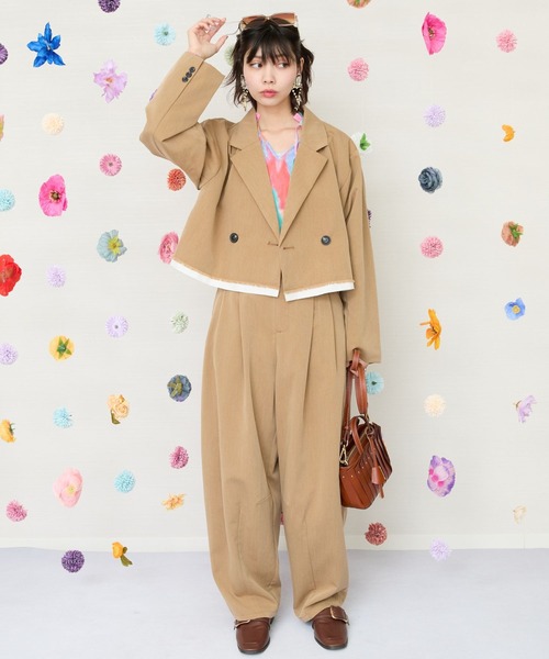 JETSET SOLO PLUS （ジェットセットソロプラス）の「【JETSET SOLO PLUS】TRツイルタックコクーンパンツ（その他パンツ・レディース・ライトグレー/キャメル・FREE）」の5枚目の写真