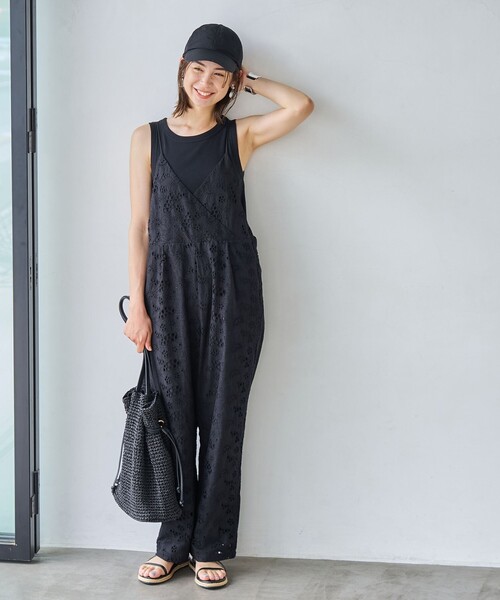 IENA レースオールインワン Re.2 ブラック 24SS サロペット