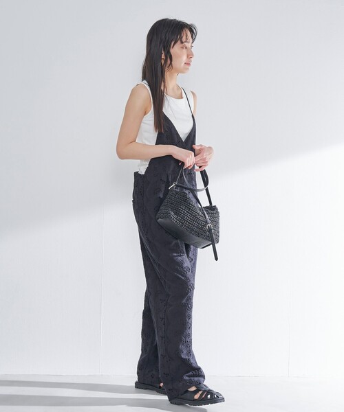 IENA レースオールインワン Re.2 ブラック 24SS サロペット イエナ IENA 《WEB限定/追加6予約》レースオールインワン