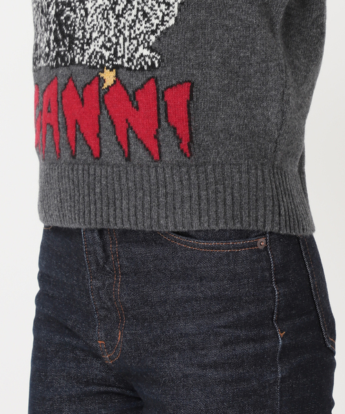 GANNI（ガニー）の「GANNI/ ガニー Graphic Wool Mix Cats Vest（ベスト・レディース・チャコールグレー・FREE）」の13枚目の写真