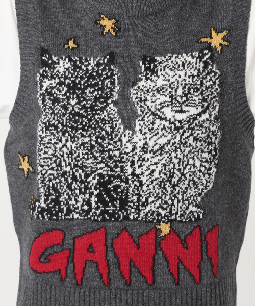 GANNI（ガニー）の「GANNI/ ガニー Graphic Wool Mix Cats Vest（ベスト・レディース・チャコールグレー・FREE）」の12枚目の写真