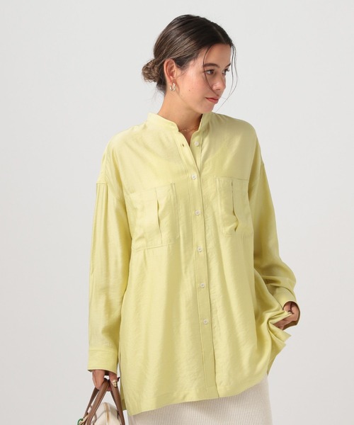 セール】[サイドスリット入り]シアーロングシャツ（シャツ/ブラウス