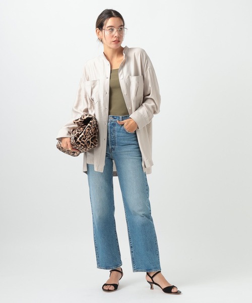 BAYFLOW（ベイフロー）の「[サイドスリット入り]シアーロングシャツ（シャツ/ブラウス・レディース・グレイッシュベージュ/ライトイエロー/チャコール・FREE）」の4枚目の写真