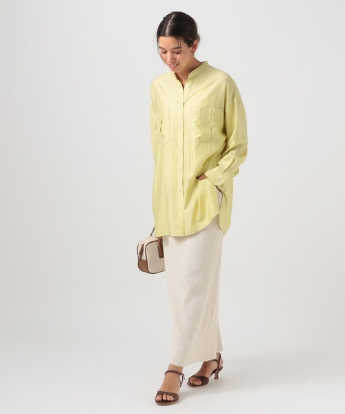 BAYFLOW（ベイフロー）の「[サイドスリット入り]シアーロングシャツ（シャツ/ブラウス・レディース・グレイッシュベージュ/ライトイエロー/チャコール・FREE）」の11枚目の写真