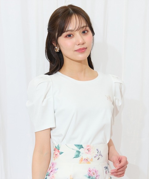 WILLSELECTION（ウィルセレクション）の「タックスリーブロゴ刺繍トップス（Tシャツ/カットソー・レディース・ブラック/オフホワイト/ピンク/ミント・FREE）」の2枚目の写真