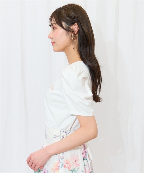 WILLSELECTION（ウィルセレクション）の「タックスリーブロゴ刺繍トップス（Tシャツ/カットソー・レディース・ブラック/オフホワイト/ピンク/ミント・FREE）」の9枚目の写真