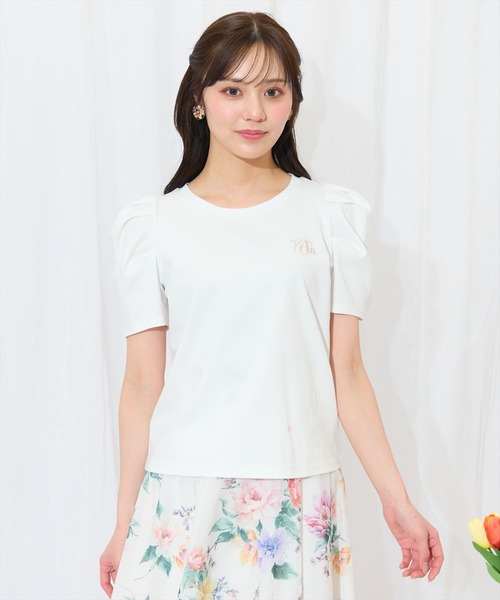 WILLSELECTION（ウィルセレクション）の「タックスリーブロゴ刺繍トップス（Tシャツ/カットソー・レディース・ブラック/オフホワイト/ピンク/ミント・FREE）」の12枚目の写真