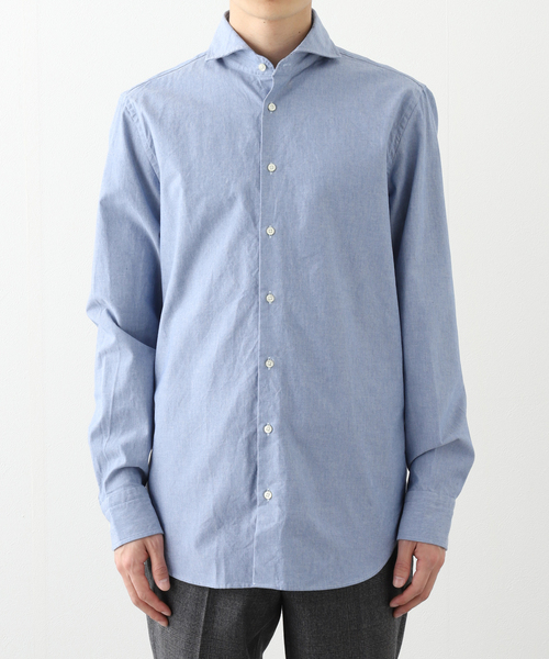 GUY ROVER（ギローバー）の「GUY ROVER (ギローバー) Chambrey Cutaway Shirts 551400/3850W2410L（シャツ/ブラウス・メンズ・ネイビー/ダークブルー・SMALL/X-LARGE/LARGE/MEDIUM）」の7枚目の写真