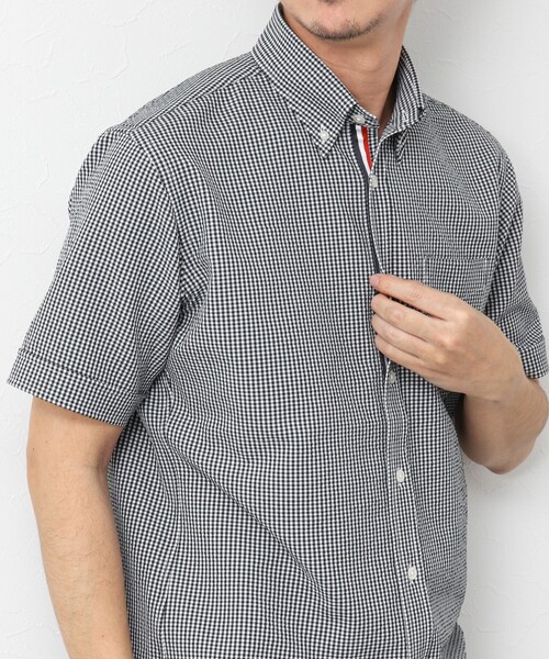 NOLLEY’S（ノーリーズ）の「《ビジカジ対応》【EVALET】吸水速乾 2WAYストレッチ サッカーギンガムテープBD 25SS（シャツ/ブラウス・メンズ・ネイビー/グレー系その他/ブラック系その他・S/M/L/XL/XXL）」の4枚目の写真