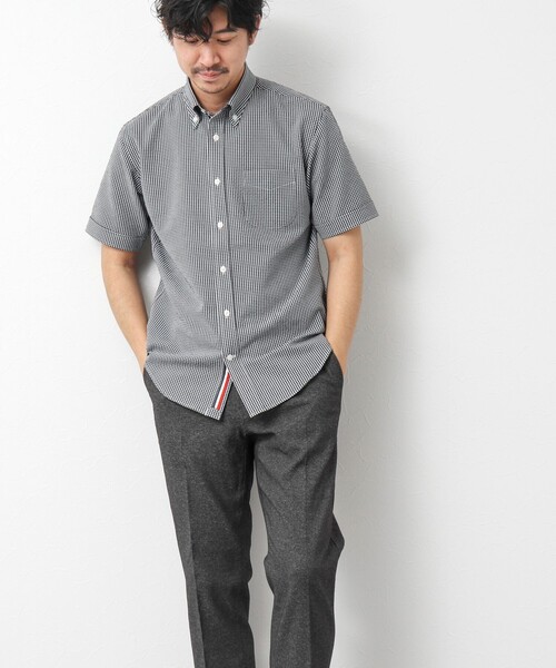 NOLLEY’S（ノーリーズ）の「《ビジカジ対応》【EVALET】吸水速乾 2WAYストレッチ サッカーギンガムテープBD 25SS（シャツ/ブラウス・メンズ・ネイビー/グレー系その他/ブラック系その他・S/M/L/XL/XXL）」の9枚目の写真