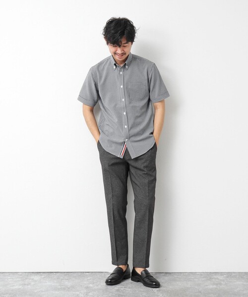 NOLLEY’S（ノーリーズ）の「《ビジカジ対応》【EVALET】吸水速乾 2WAYストレッチ サッカーギンガムテープBD 25SS（シャツ/ブラウス・メンズ・ネイビー/グレー系その他/ブラック系その他・S/M/L/XL/XXL）」の14枚目の写真