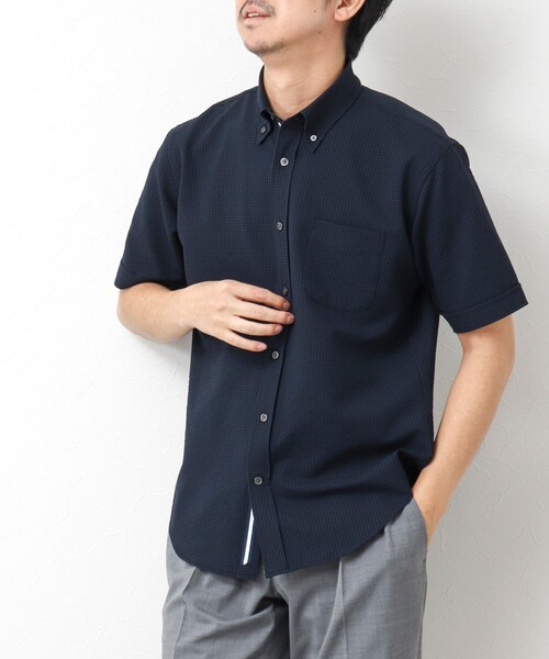 NOLLEY’S（ノーリーズ）の「《ビジカジ対応》【EVALET】吸水速乾 2WAYストレッチ サッカーギンガムテープBD 25SS（シャツ/ブラウス・メンズ・ネイビー/グレー系その他/ブラック系その他・S/M/L/XL/XXL）」の18枚目の写真