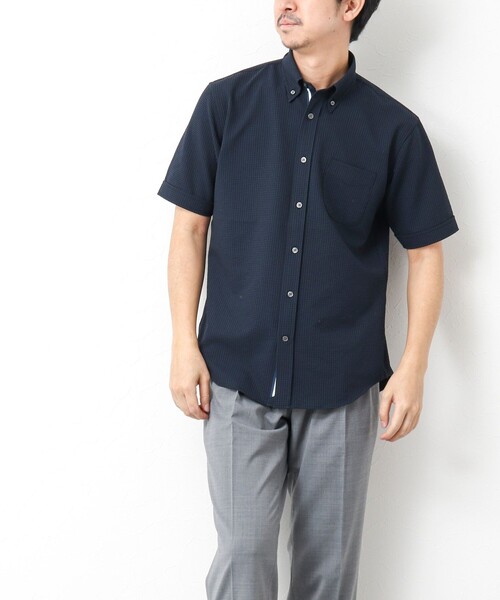 NOLLEY’S（ノーリーズ）の「《ビジカジ対応》【EVALET】吸水速乾 2WAYストレッチ サッカーギンガムテープBD 25SS（シャツ/ブラウス・メンズ・ネイビー/グレー系その他/ブラック系その他・S/M/L/XL/XXL）」の19枚目の写真