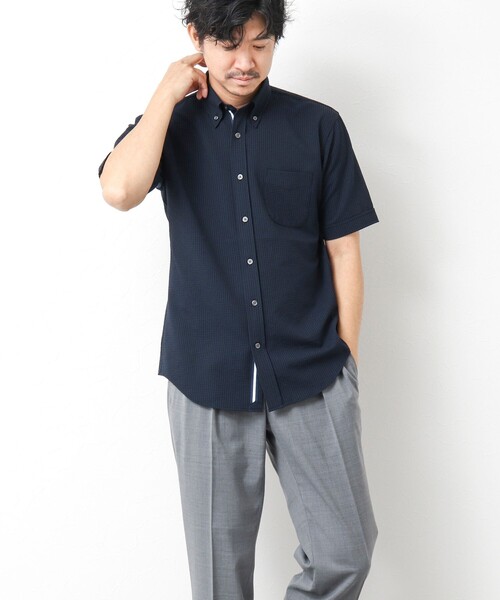 NOLLEY’S（ノーリーズ）の「《ビジカジ対応》【EVALET】吸水速乾 2WAYストレッチ サッカーギンガムテープBD 25SS（シャツ/ブラウス・メンズ・ネイビー/グレー系その他/ブラック系その他・S/M/L/XL/XXL）」の20枚目の写真