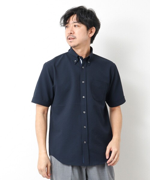 NOLLEY’S（ノーリーズ）の「《ビジカジ対応》【EVALET】吸水速乾 2WAYストレッチ サッカーギンガムテープBD 25SS（シャツ/ブラウス・メンズ・ネイビー/グレー系その他/ブラック系その他・S/M/L/XL/XXL）」の22枚目の写真