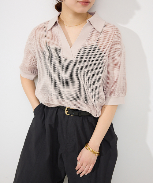 未使用 23SS SLOBE IENA スローブイエナ メッシュ スキッパーニット サイズF ブラック レディース 古着 中古 25-2407-113_2.jpg