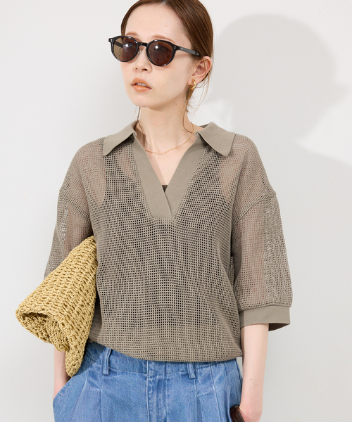SLOBE IENA（スローブイエナ）の「メッシュスキッパープルオーバー（Tシャツ/カットソー・レディース・ブラック/カーキ/ベージュ・FREE）」の5枚目の写真