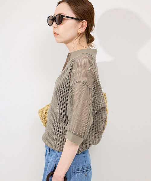 SLOBE IENA（スローブイエナ）の「メッシュスキッパープルオーバー（Tシャツ/カットソー・レディース・ブラック/カーキ/ベージュ・FREE）」の8枚目の写真