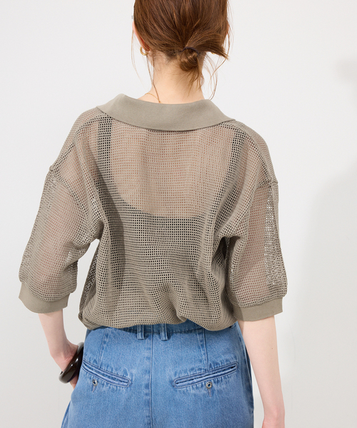 SLOBE IENA（スローブイエナ）の「メッシュスキッパープルオーバー（Tシャツ/カットソー・レディース・ブラック/カーキ/ベージュ・FREE）」の9枚目の写真