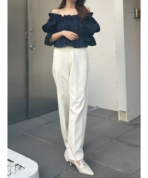 MERCURYDUO（マーキュリーデュオ）の「デニム2WAYオフショル五分袖シャーリングブラウス（シャツ/ブラウス・レディース・ライトブルー/インディゴブルー・FREE）」の10枚目の写真