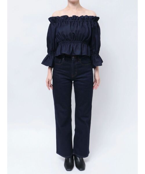 MERCURYDUO（マーキュリーデュオ）の「デニム2WAYオフショル五分袖シャーリングブラウス（シャツ/ブラウス・レディース・ライトブルー/インディゴブルー・FREE）」の19枚目の写真