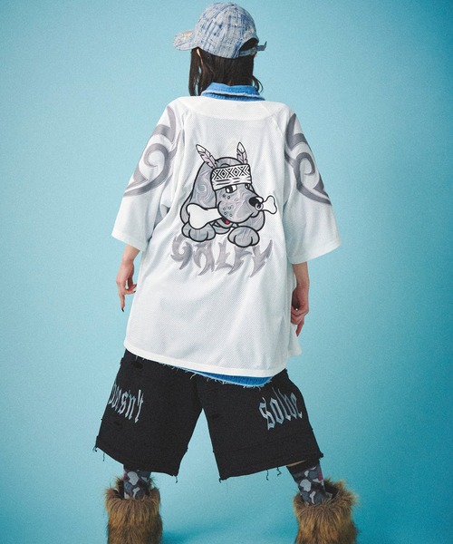 GALFY(ガルフィー)の「GALFY-部族長メッシュシャツ(その他トップス・メンズ・ブラック/ホワイト・L/XL)」の10枚目の写真