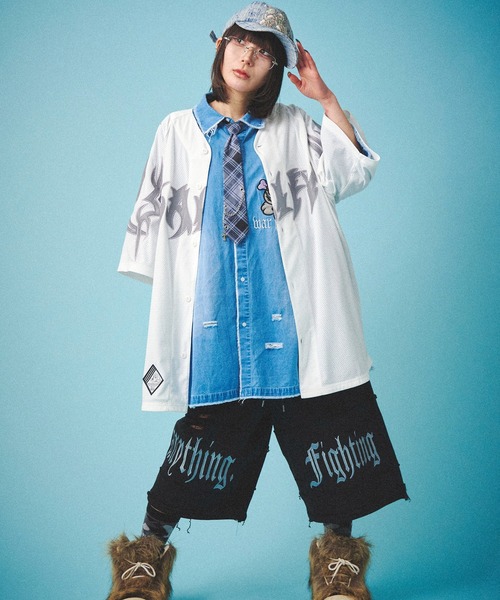 GALFY(ガルフィー)の「GALFY-部族長メッシュシャツ(その他トップス・メンズ・ブラック/ホワイト・L/XL)」の12枚目の写真