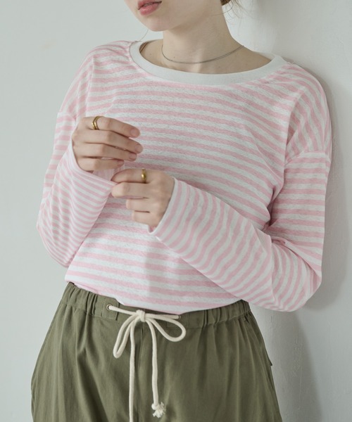 セール】シアーボーダーTシャツ（Tシャツ/カットソー）｜Crisp