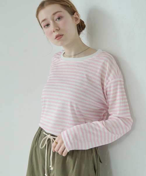 tシャツ シアーボーダーTシャツ レディース GAP tシャツ シアー ボーダー リブTシャツ レディース