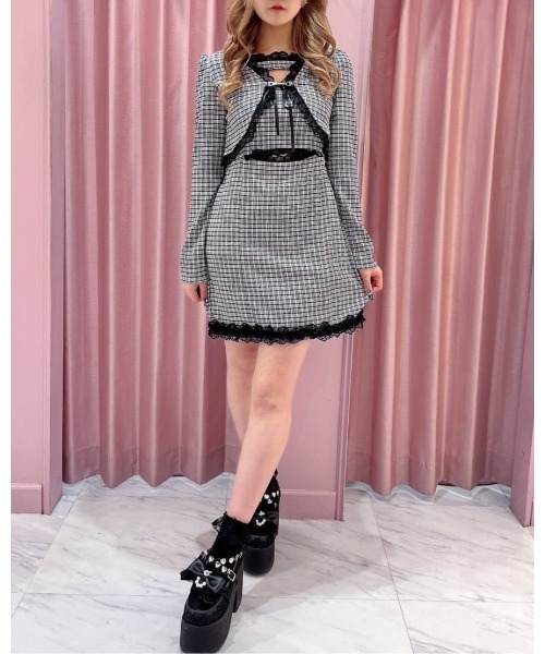 Ank Rouge（アンクルージュ）の「おなかチラ開きアンサンブル（ワンピース・レディース・ピンク/ブラック/レッド・M）」の2枚目の写真