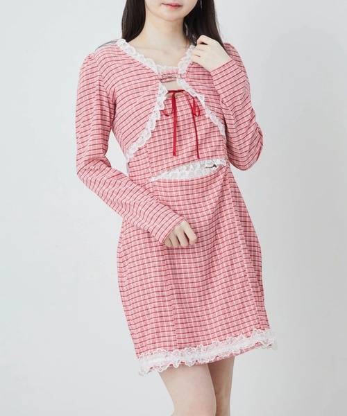 Ank Rouge(アンクルージュ)の「おなかチラ開きアンサンブル(ワンピース・レディース・ピンク/ブラック/レッド・M)」の14枚目の写真