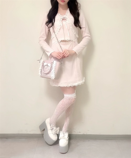 Ank Rouge(アンクルージュ)の「おなかチラ開きアンサンブル(ワンピース・レディース・ピンク/ブラック/レッド・M)」の6枚目の写真