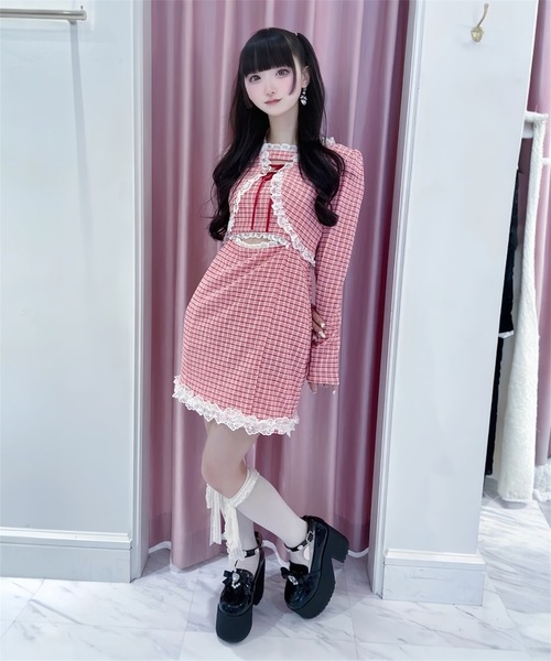 Ank Rouge(アンクルージュ)の「おなかチラ開きアンサンブル(ワンピース・レディース・ピンク/ブラック/レッド・M)」の5枚目の写真
