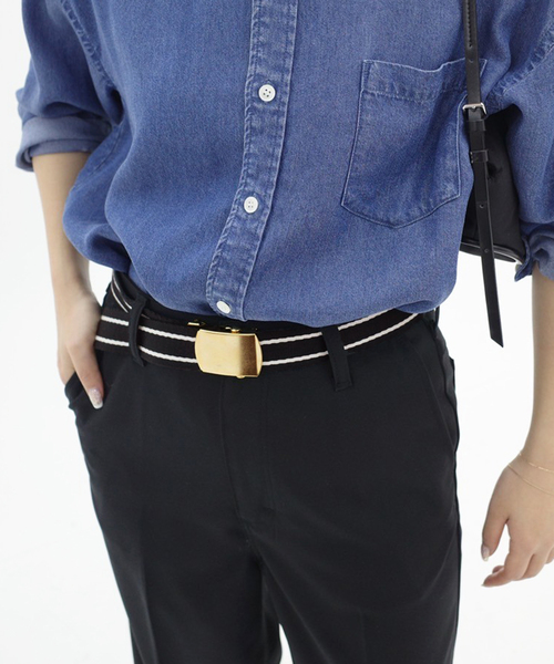 SLOBE IENA（スローブイエナ）の「HaddonJones/ハッドンアンドジョーンズ ラインガチャベルト HL46（ベルト・レディース・ベージュ/ブラック・FREE）」の9枚目の写真