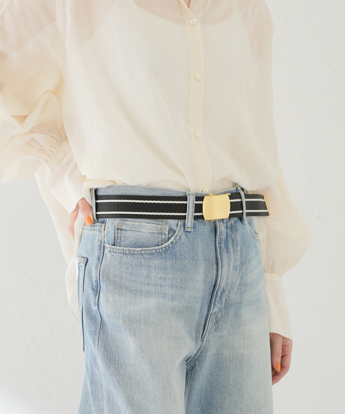 SLOBE IENA（スローブイエナ）の「HaddonJones/ハッドンアンドジョーンズ ラインガチャベルト HL46（ベルト・レディース・ベージュ/ブラック・FREE）」の3枚目の写真