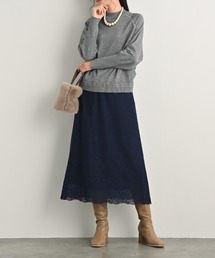 ISOOK（アイスー）の「総レースミモレ丈スカート（スカート）」