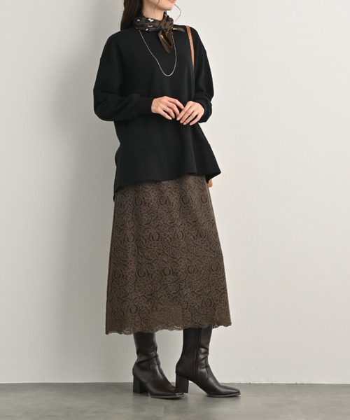 aunt lily(アントリリー)の「総レースミモレ丈スカート(スカート・レディース・モカ/ネイビー・S/L/LL/M/3L)」の4枚目の写真