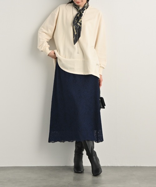 aunt lily(アントリリー)の「総レースミモレ丈スカート(スカート・レディース・モカ/ネイビー・S/L/LL/M/3L)」の6枚目の写真
