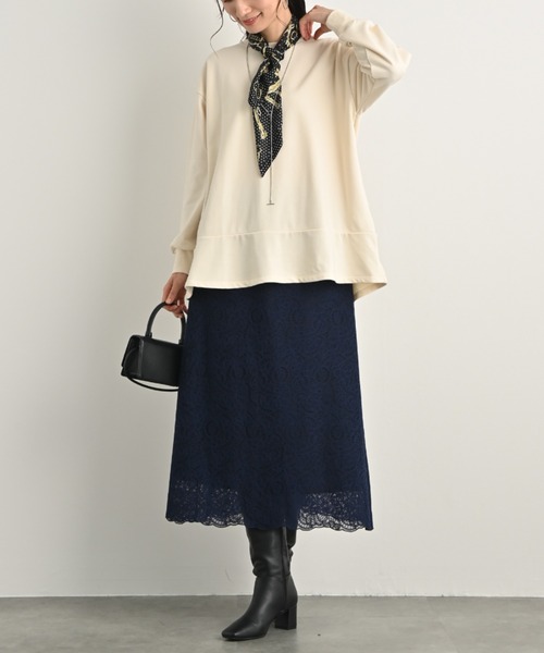 aunt lily(アントリリー)の「総レースミモレ丈スカート(スカート・レディース・モカ/ネイビー・S/L/LL/M/3L)」の7枚目の写真