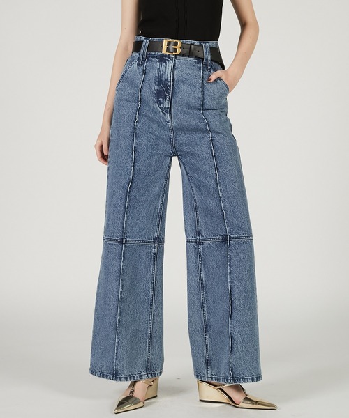 セール】スーパーハイウエストバックヘムファスナーデニム