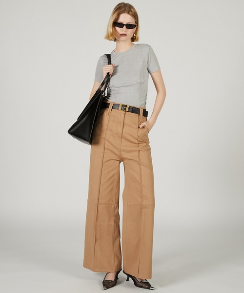 PRANK PROJECT（プランクプロジェクト）の「スーパーハイウエストバックヘムファスナーデニム / Super High Waist Back Hem Zipper Denim（デニムパンツ・レディース・ネイビー/ベージュ/ブルー・36/38）」の5枚目の写真