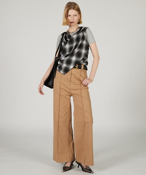 PRANK PROJECT（プランクプロジェクト）の「スーパーハイウエストバックヘムファスナーデニム / Super High Waist Back Hem Zipper Denim（デニムパンツ・レディース・ネイビー/ベージュ/ブルー・36/38）」の8枚目の写真