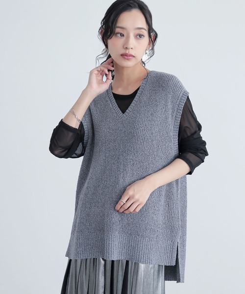 n'OrLABEL（ノアールレーベル）の「『ミックスヤーンニットベスト』（ベスト・レディース・ベージュ/ブラック/ブルー・FREE）」の22枚目の写真